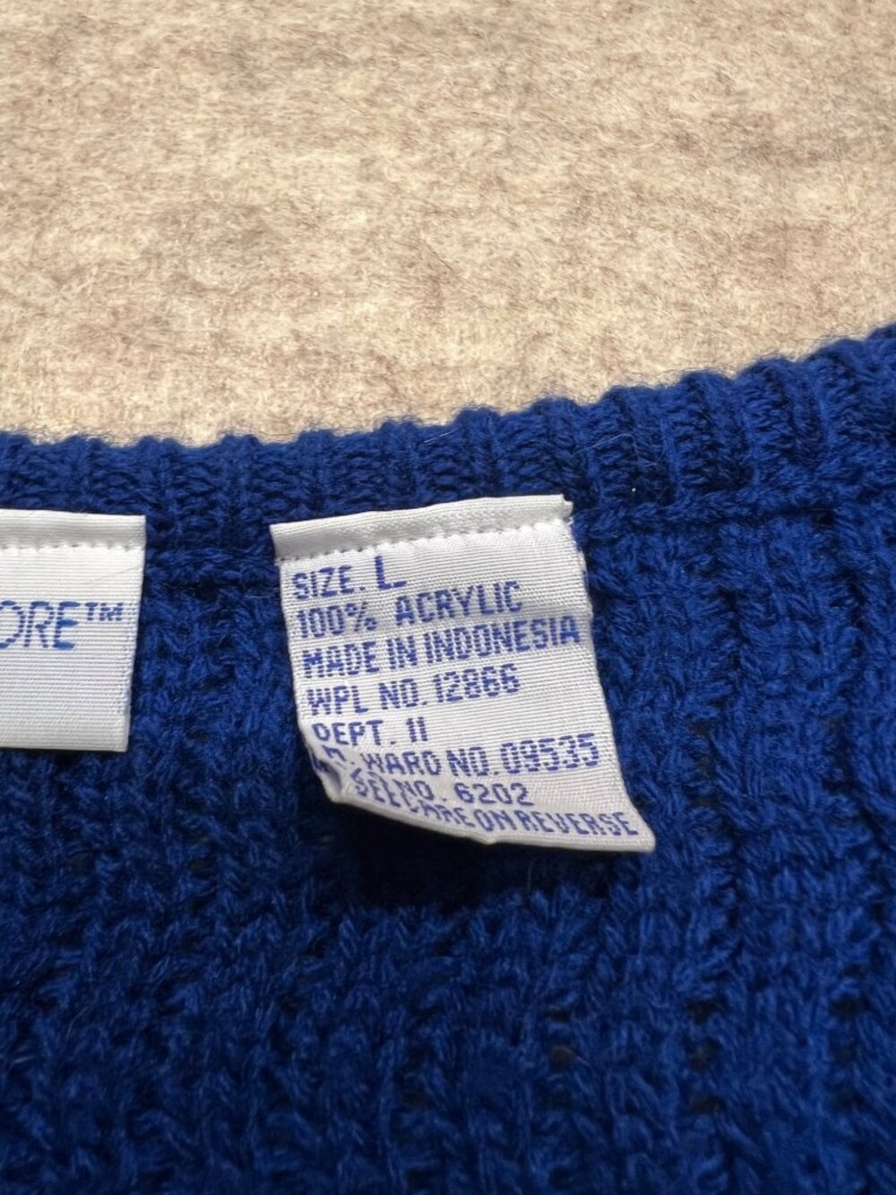 Vintage ShipnShore Sport Tunic Sweater Knit Blue Acrylic Shoulder Pads Large - Picture 4 of 8